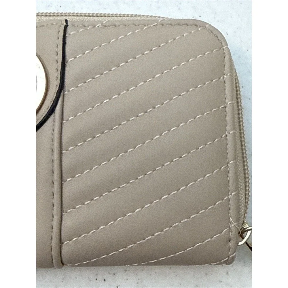 MKF by MIA K FARROW Large Zip Around 4x8. Wristlet /Wallet Cream